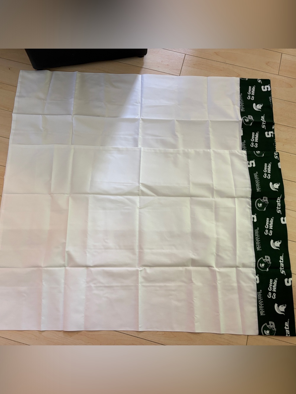 2 Michigan State White Pillow Cases with Green Logo Border